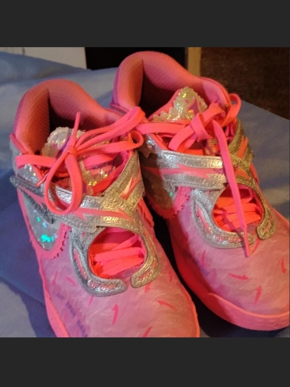 Puma Kids Bright Pink Sneakers with Silver Sparkle Accents